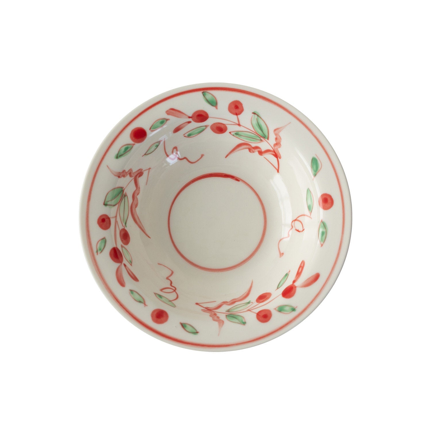 Japanese Ceramic Deep Plate | Hand-Painted Fruit & Floral Pattern | Diameter 18cm Soup Pasta Bowl
