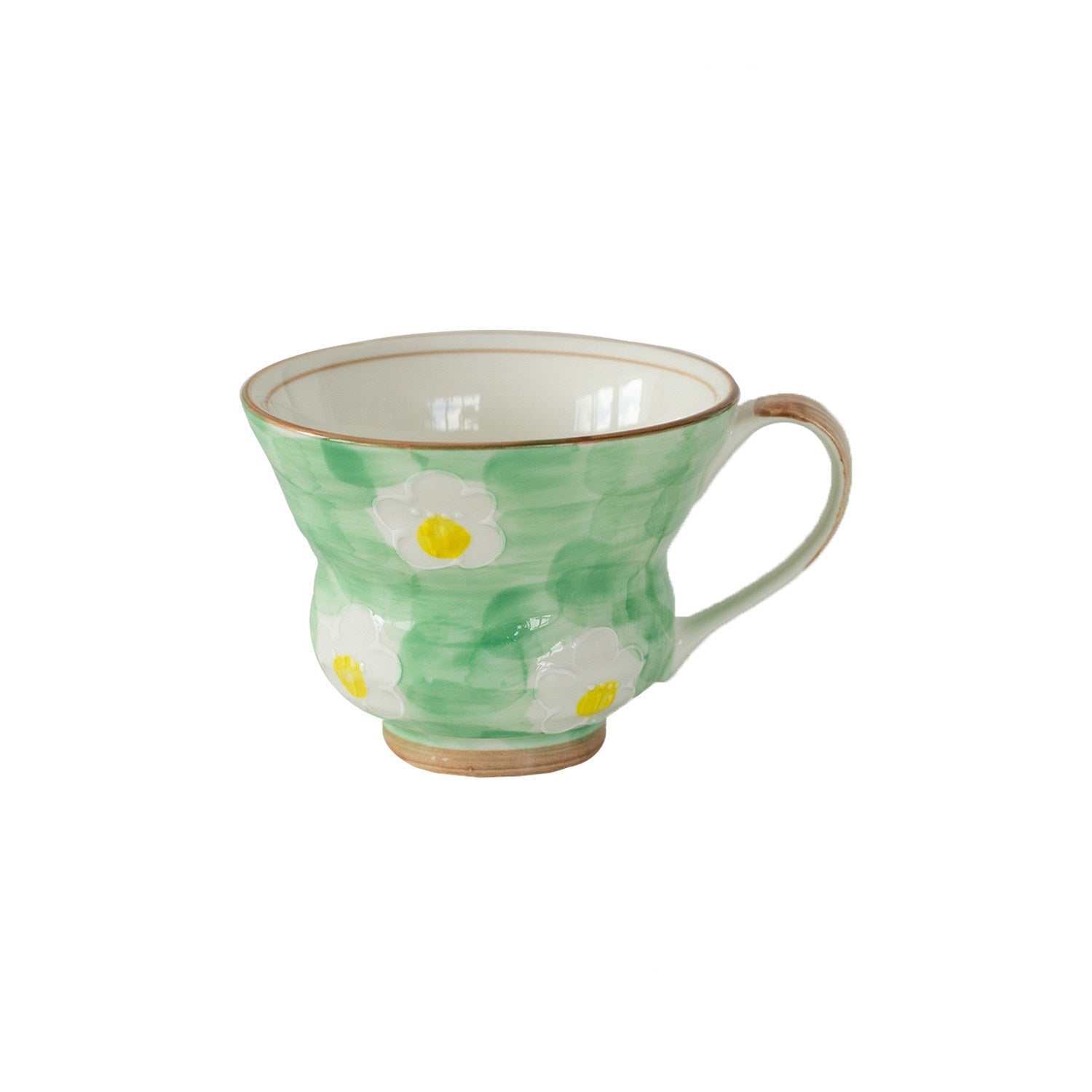 Japanese Mino Ware Ceramic Mug | Hand-Painted Floral Design | 250ml Coffee Tea Cup