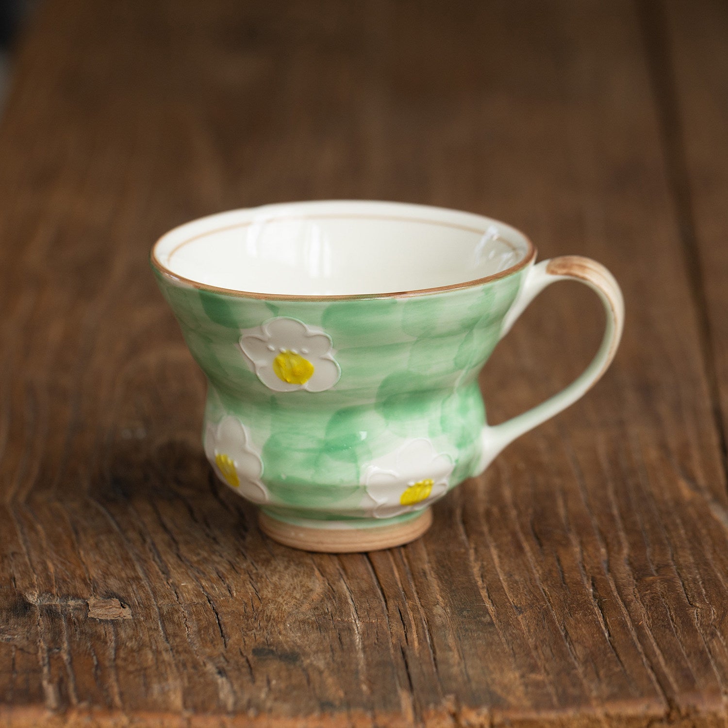 Japanese Mino Ware Ceramic Mug | Hand-Painted Floral Design | 250ml Coffee Tea Cup