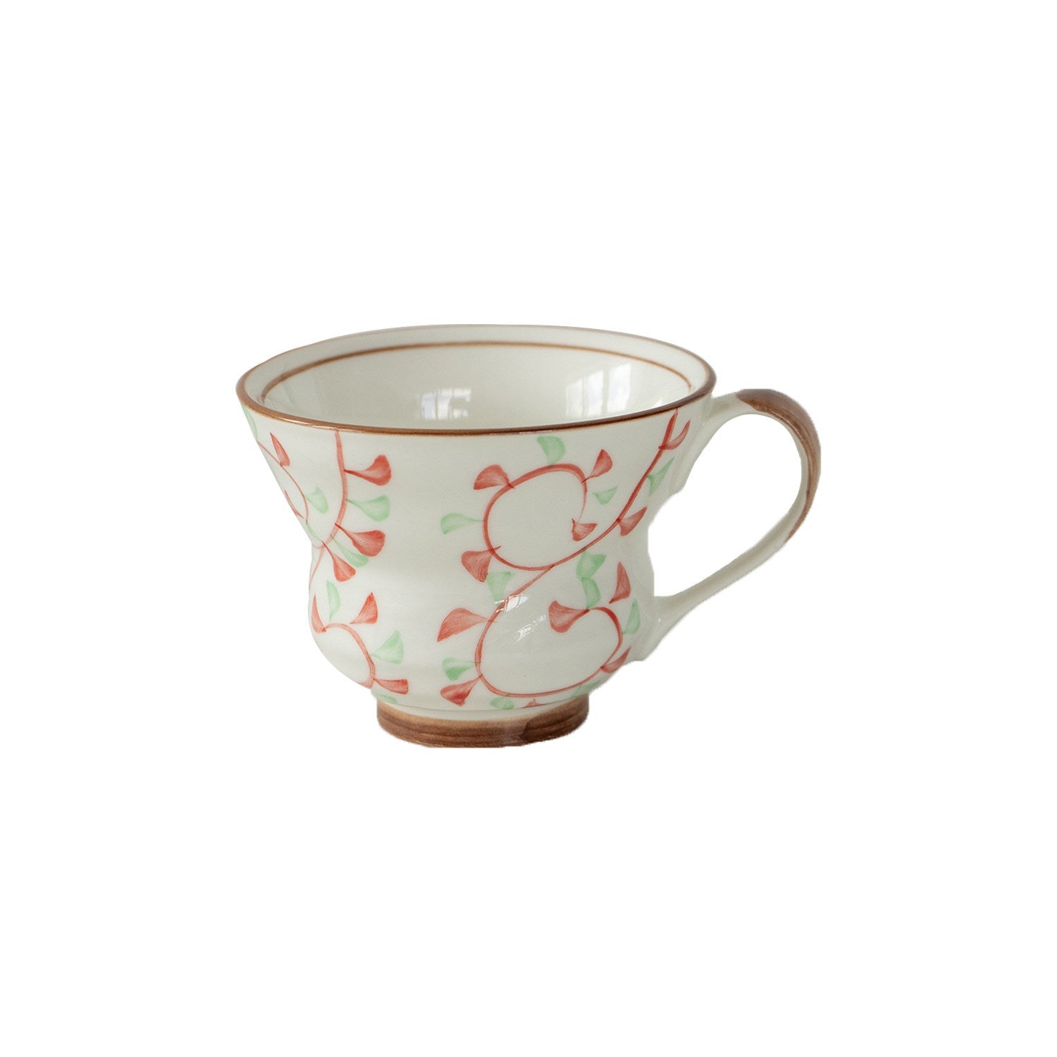 Japanese Mino Ware Ceramic Mug | Hand-Painted Floral Design | 250ml Coffee Tea Cup