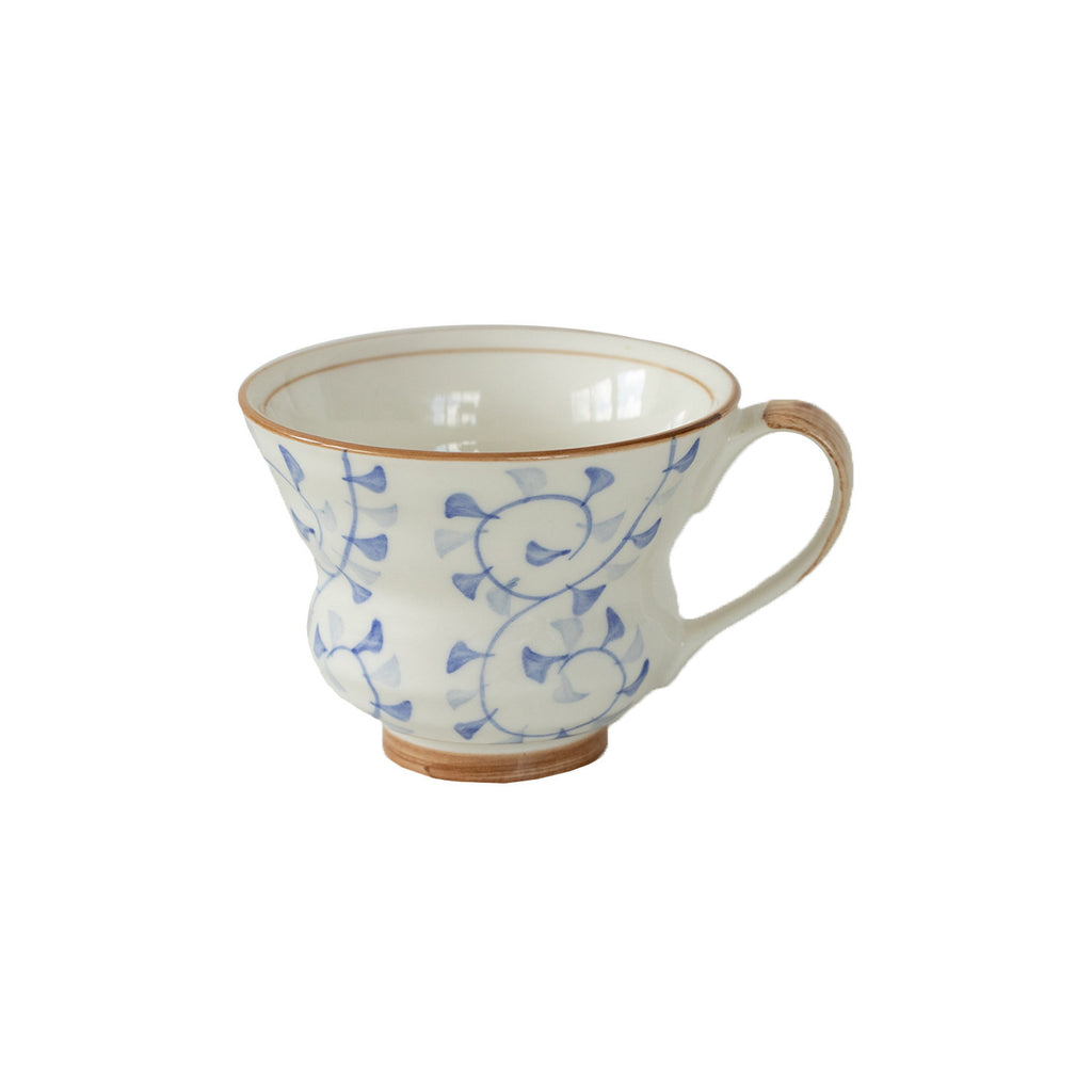 Japanese Mino Ware Ceramic Mug | Hand-Painted Floral Design | 250ml Coffee Tea Cup