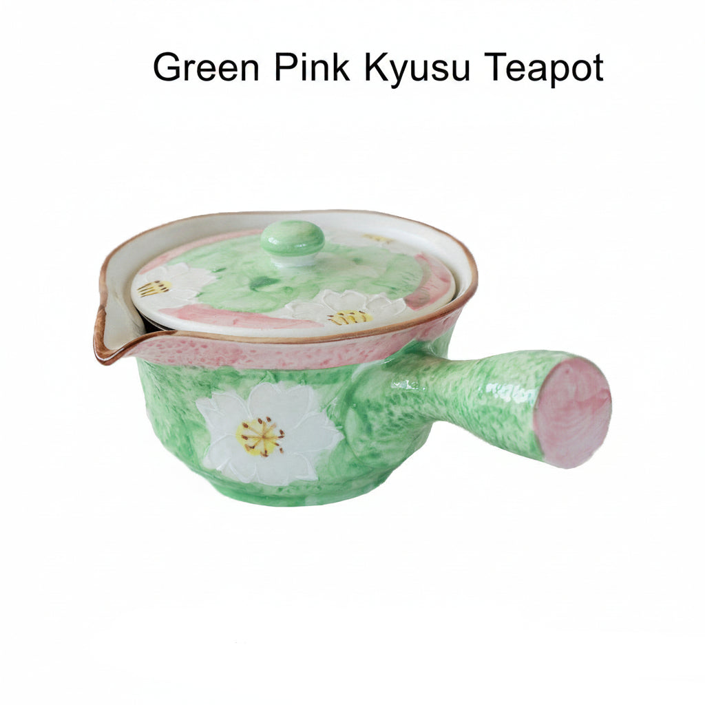 Japanese Mino Ware Ceramic Kyusu Teapot | Hand-Painted Cherry Blossom | 300ml Side Handle Tea Pot